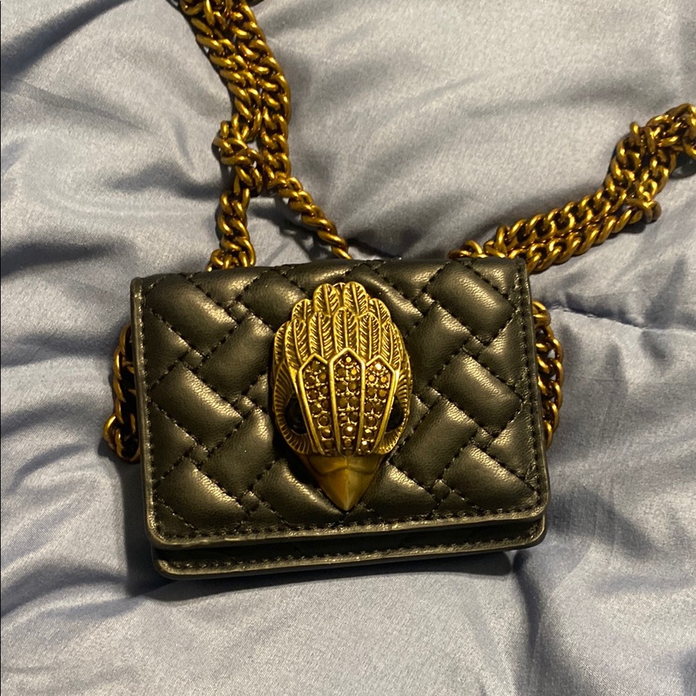Kurt Geiger Black and Gold Mini Quilted Bag
